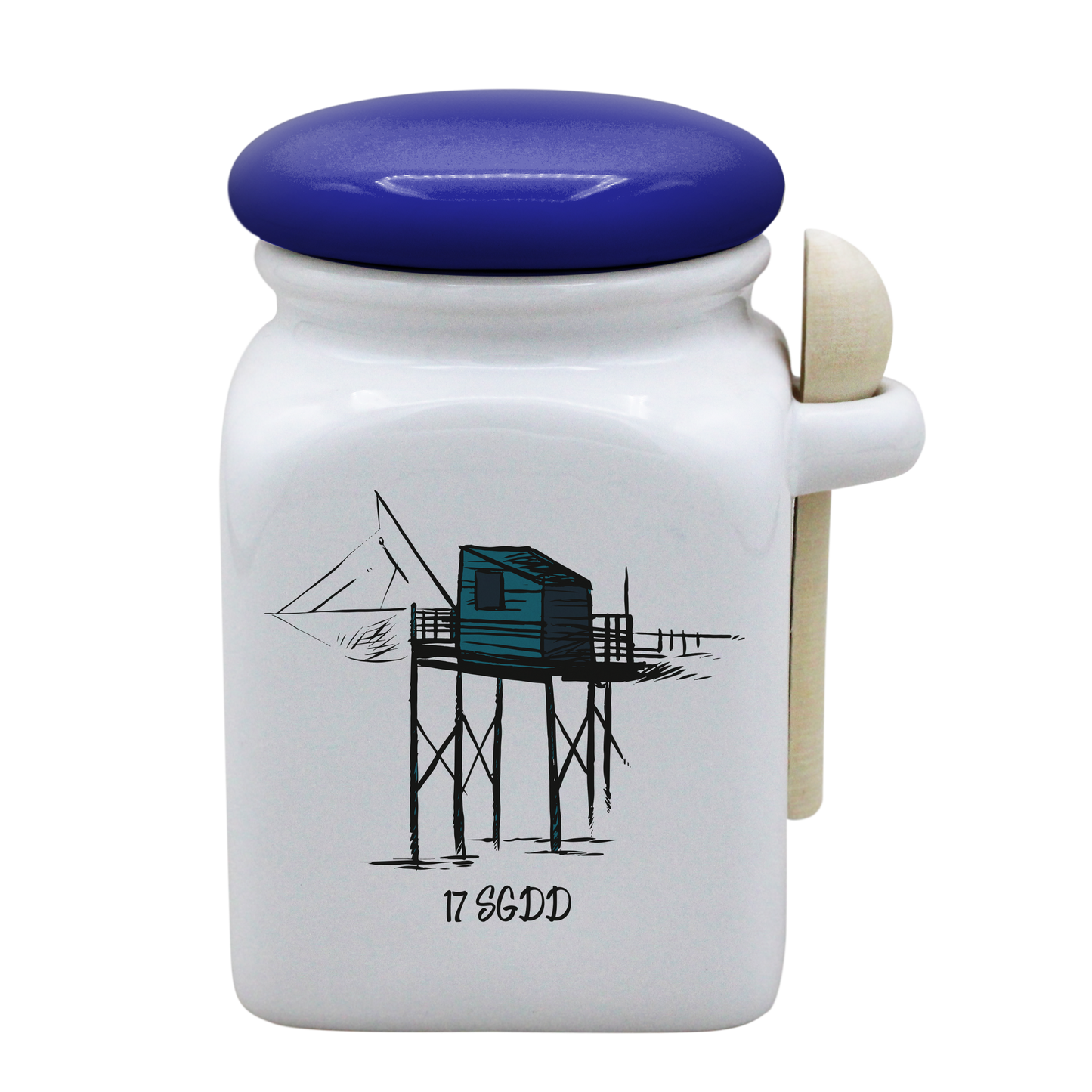 POT BLANC MM COUV. BLEU +CUIL. BOIS-CARBLE17