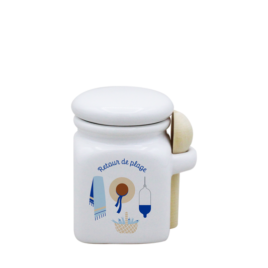 POT BLANC MINI COUV. BLANC+CUIL. BOIS-RETOUR DE PLAGE LA PETITE EMI