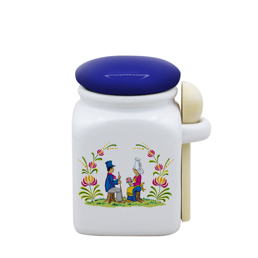 POT BLANC PM COUV. BLEU+CUIL. BOIS-RENOR