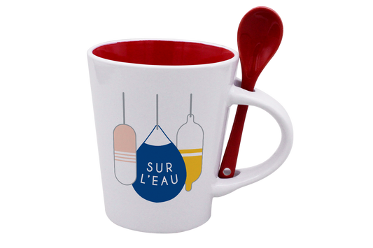 MUG CUILLERE BLANC INT. ROUGE-BOUEE SUR L'EAU LA PETITE EMI