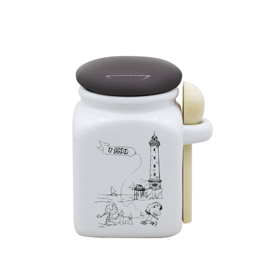 POT BLANC PM COUV. GRIS+CUIL. BOIS - DESSIN VERTICALS GEORGES DE DIDONE SPE BO ET BON