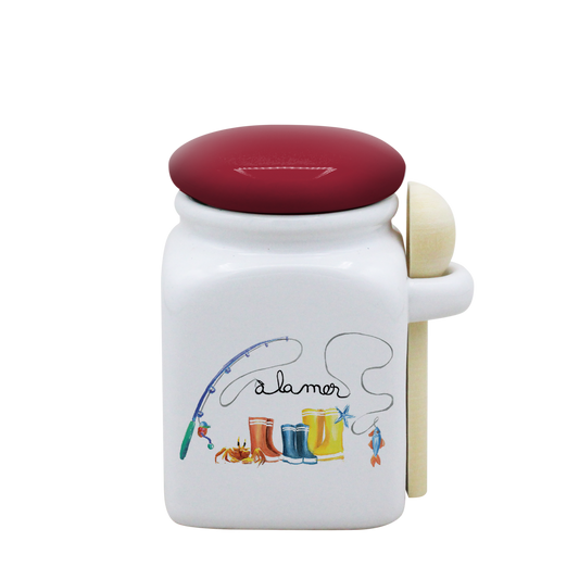 POT BLANC PM COUV. ROUGE+CUIL. BOIS-BOTTE A LA MER