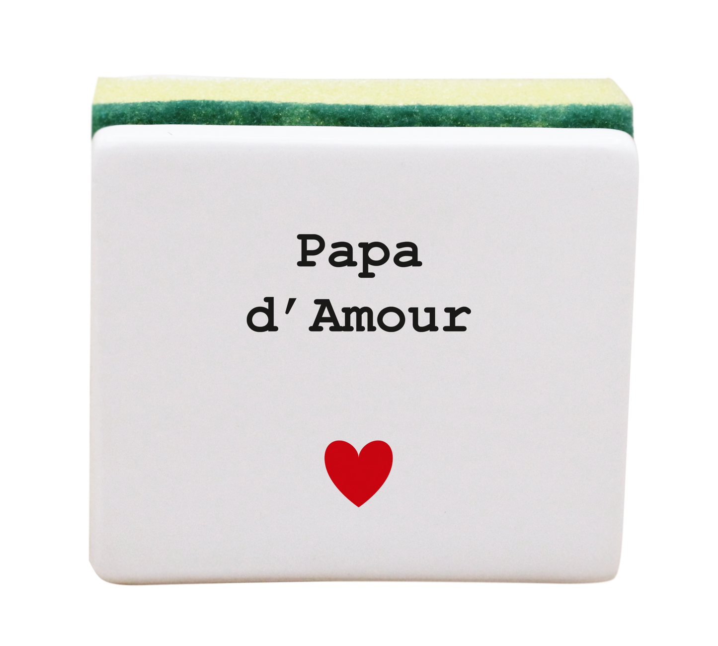 PORTE EPONGE BLANC - CŒUR PAPA D'AMOUR