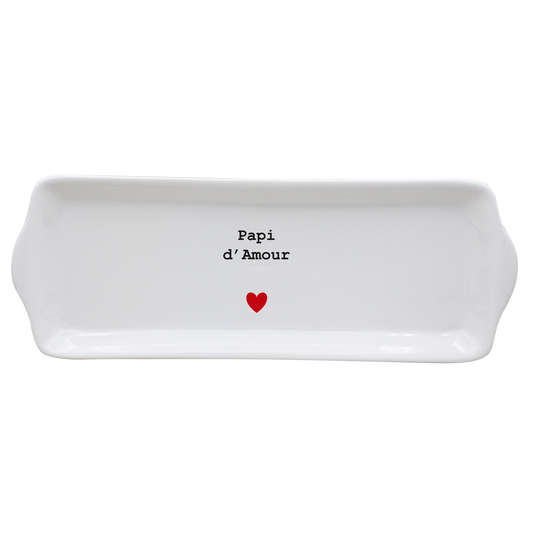 PLAT A CAKE BLANC - CŒUR PAPI D'AMOUR