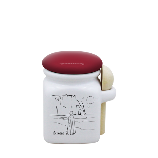 POT BLANC MINI COUV. ROUGE+CUIL. BOIS - DECOR ARSENE LUPIN SPE LA ROSE DES VENTS