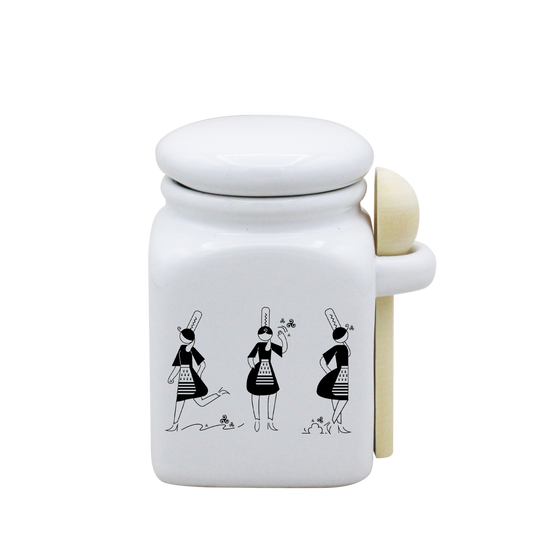 POT BLANC PM COUV. BLANC+CUIL. BOIS - ARMELLE BIGOUDENE 3 PICTOS