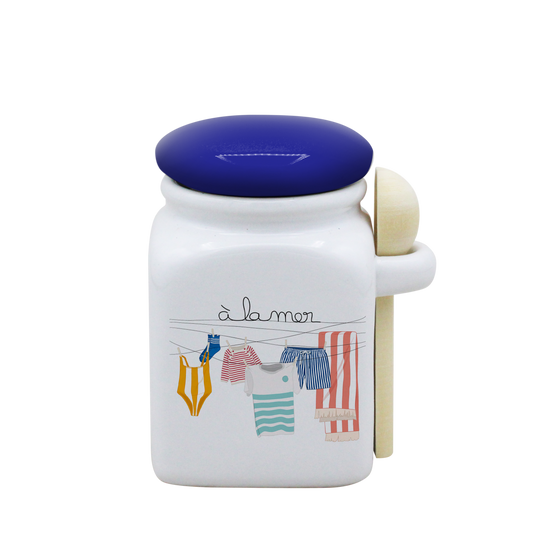 POT BLANC PM COUV. BLEU+CUIL. BOIS-TRILINGE