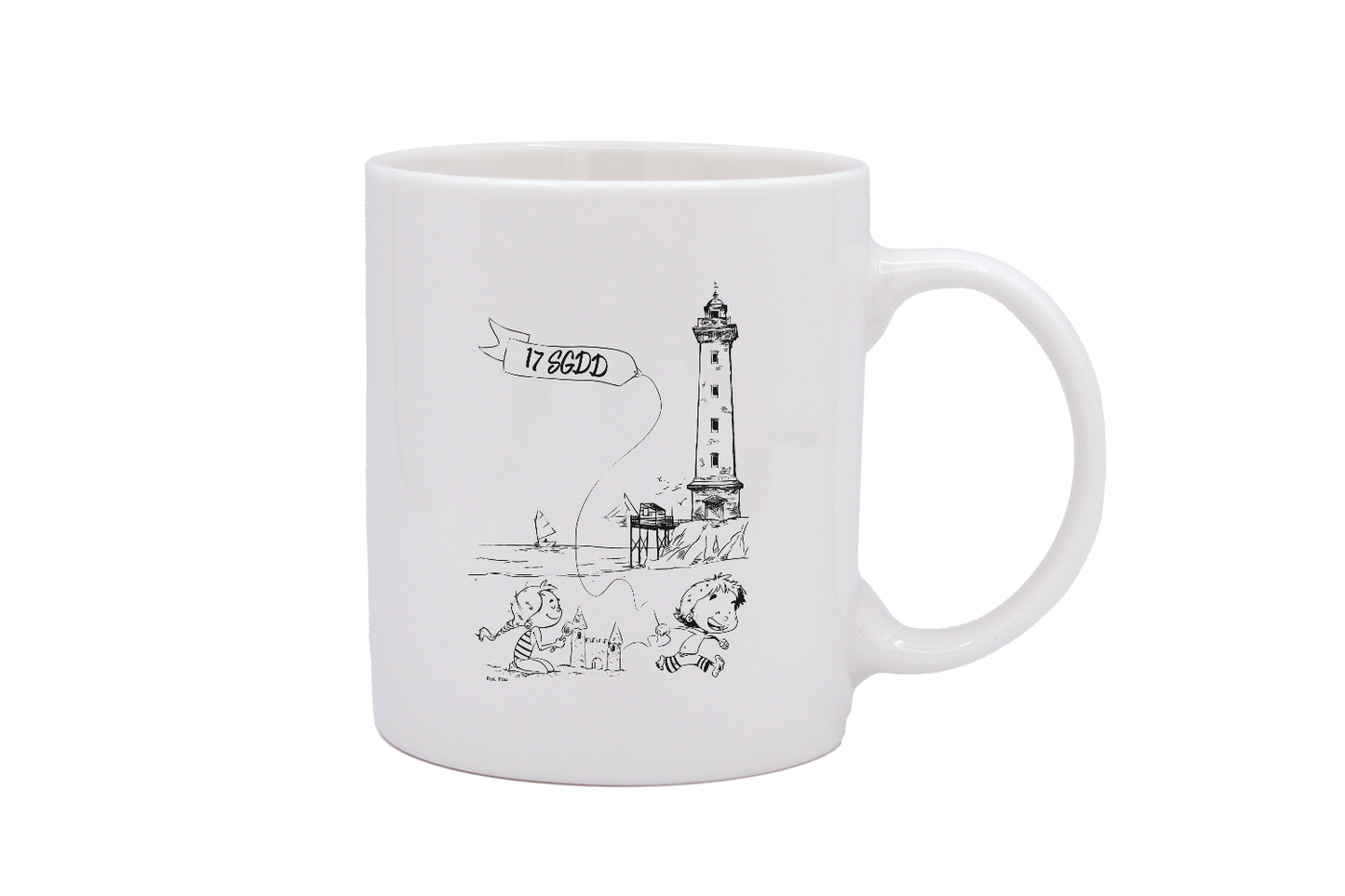 MUG DROIT BLANC - DESSIN VERTICAL ST GEORGES DE DIDONNE SPE BO&BON
