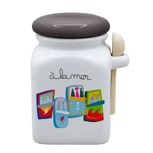 POT BLANC MM COUV. GRIS +CUIL. BOIS-A LA MER SARDINES