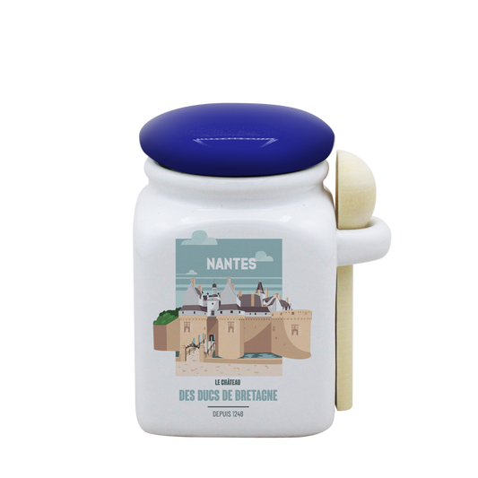 POT BLANC PM COUV. BLEU+CUIL. BOIS-NTECHATO