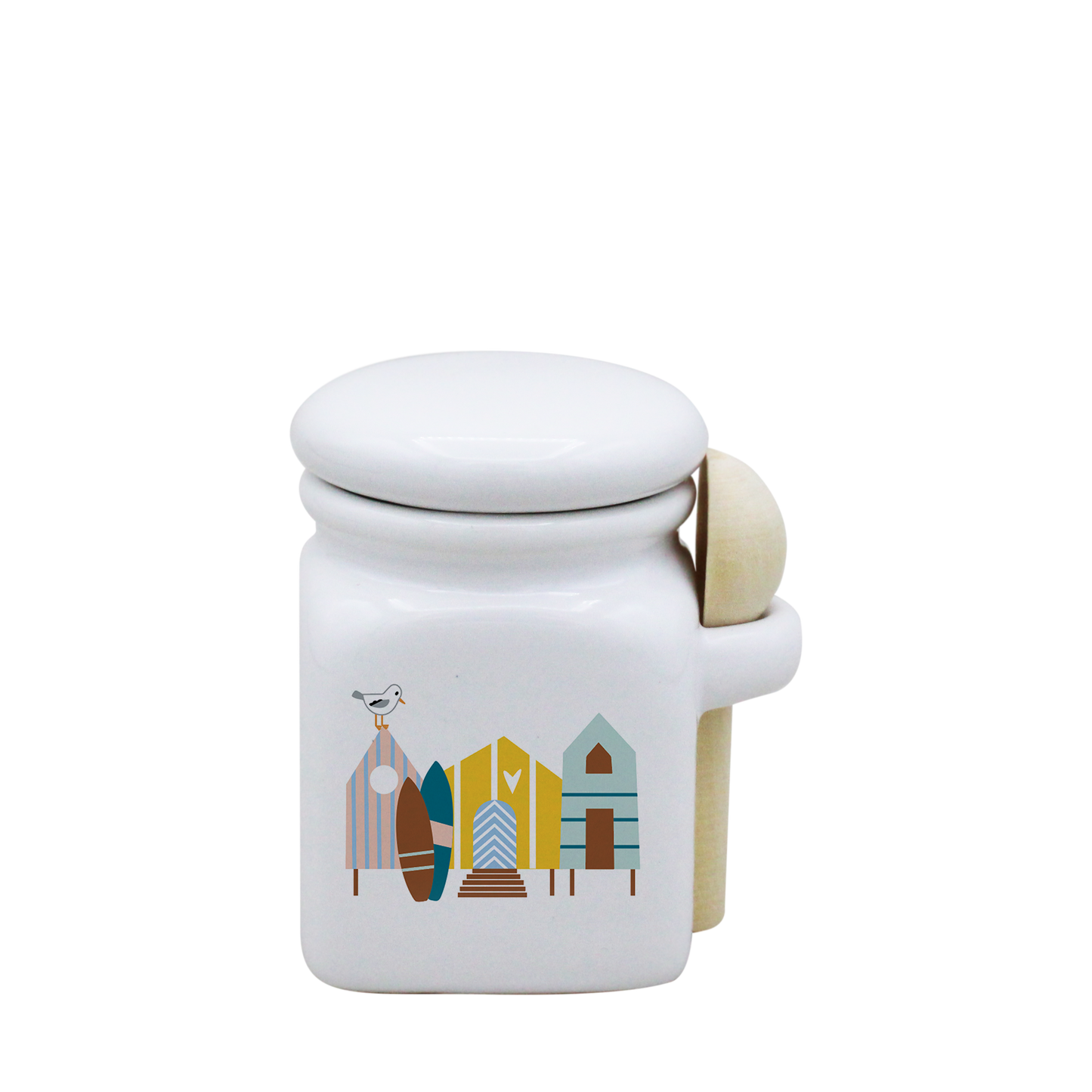 POT BLANC MINI COUV. BLANC+CUIL. BOIS-CABINES ET SURF LA PETITE EMI