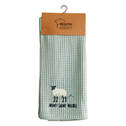 TORCHON NID D'ABEILLE AGNEAU MSM VERT