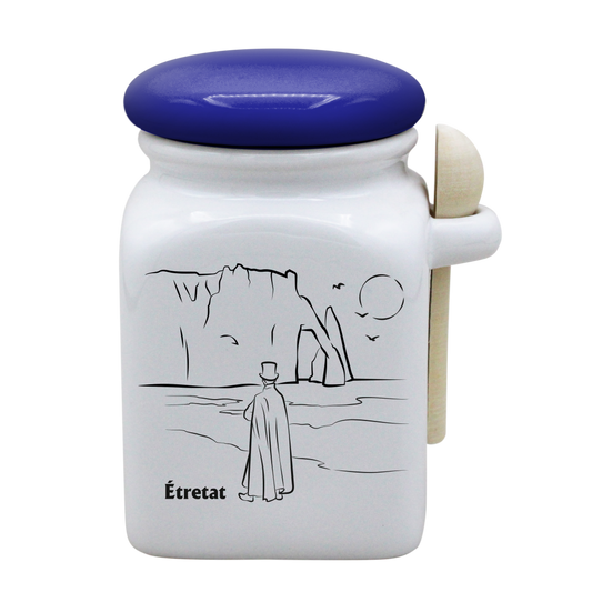 POT BLANC MM COUV. BLEU +CUIL. BOIS - DECOR ARSENE LUPIN SPE LA ROSE DES VENTS