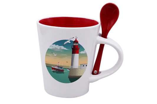 MUG CUILLERE BLANC INT. ROUGE-PHARECHA