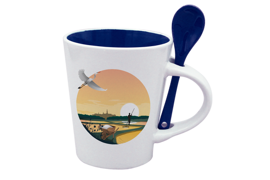 MUG CUILLERE BLANC INT. BLEU-MARHERON