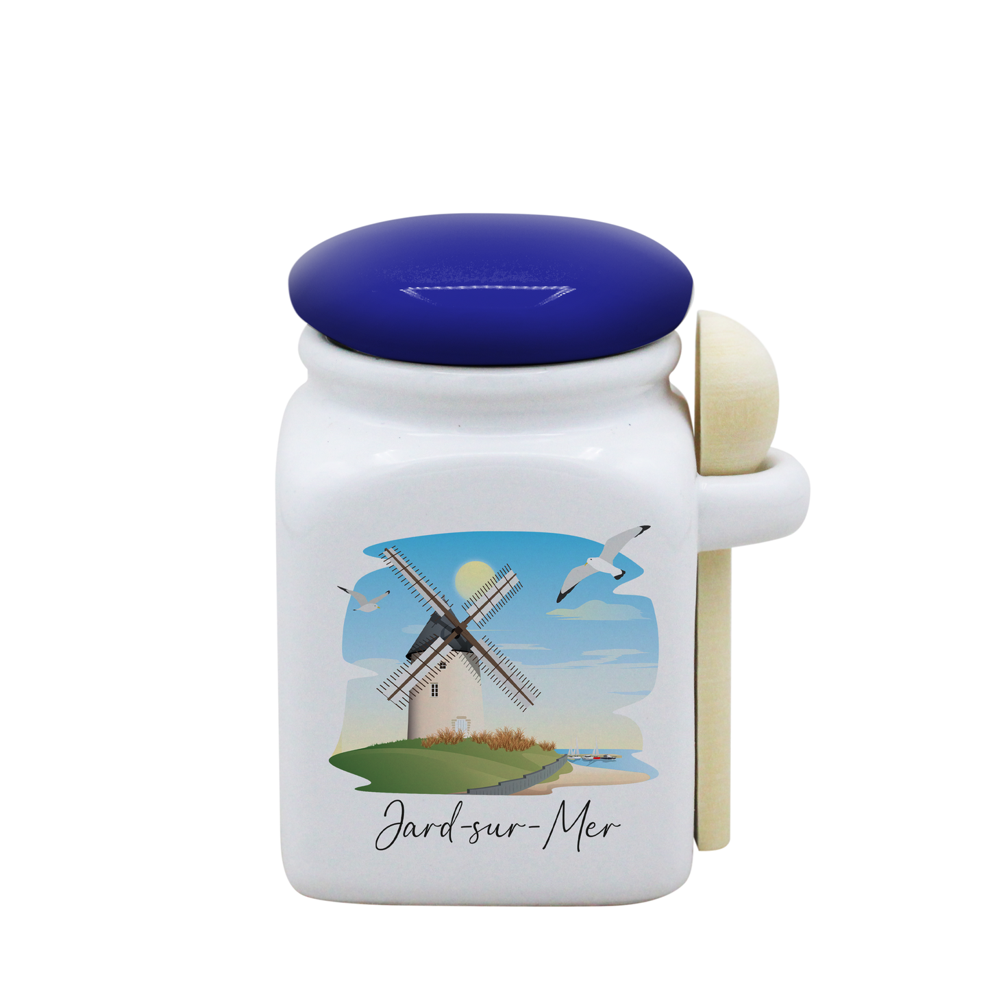 POT BLANC PM COUV. BLEU+CUIL. BOIS-JAMEMFD