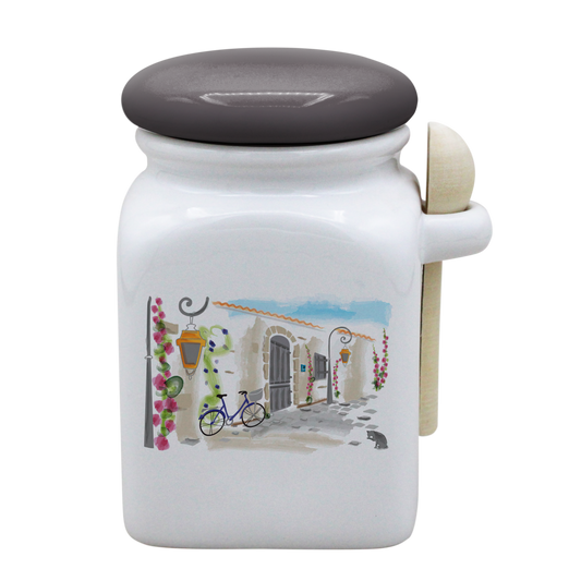 POT BLANC MM COUV. GRIS +CUIL. BOIS-RUATL