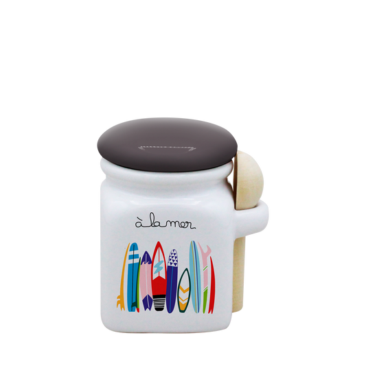 POT BLANC MINI COUV. GRIS+CUIL. BOIS-ALM4