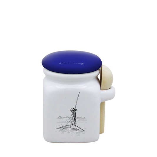 POT BLANC MINI COUV. BLEU+CUIL. BOIS-PALUA