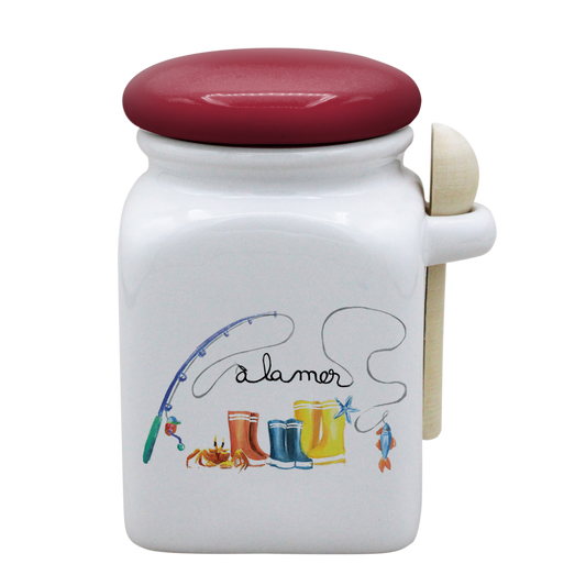 POT BLANC MM COUV. ROUGE+CUIL. BOIS-BOTTE A LA MER
