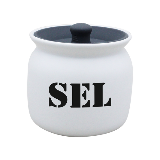 POT BLANC GM COUV. SILICONE GRIS -SELS