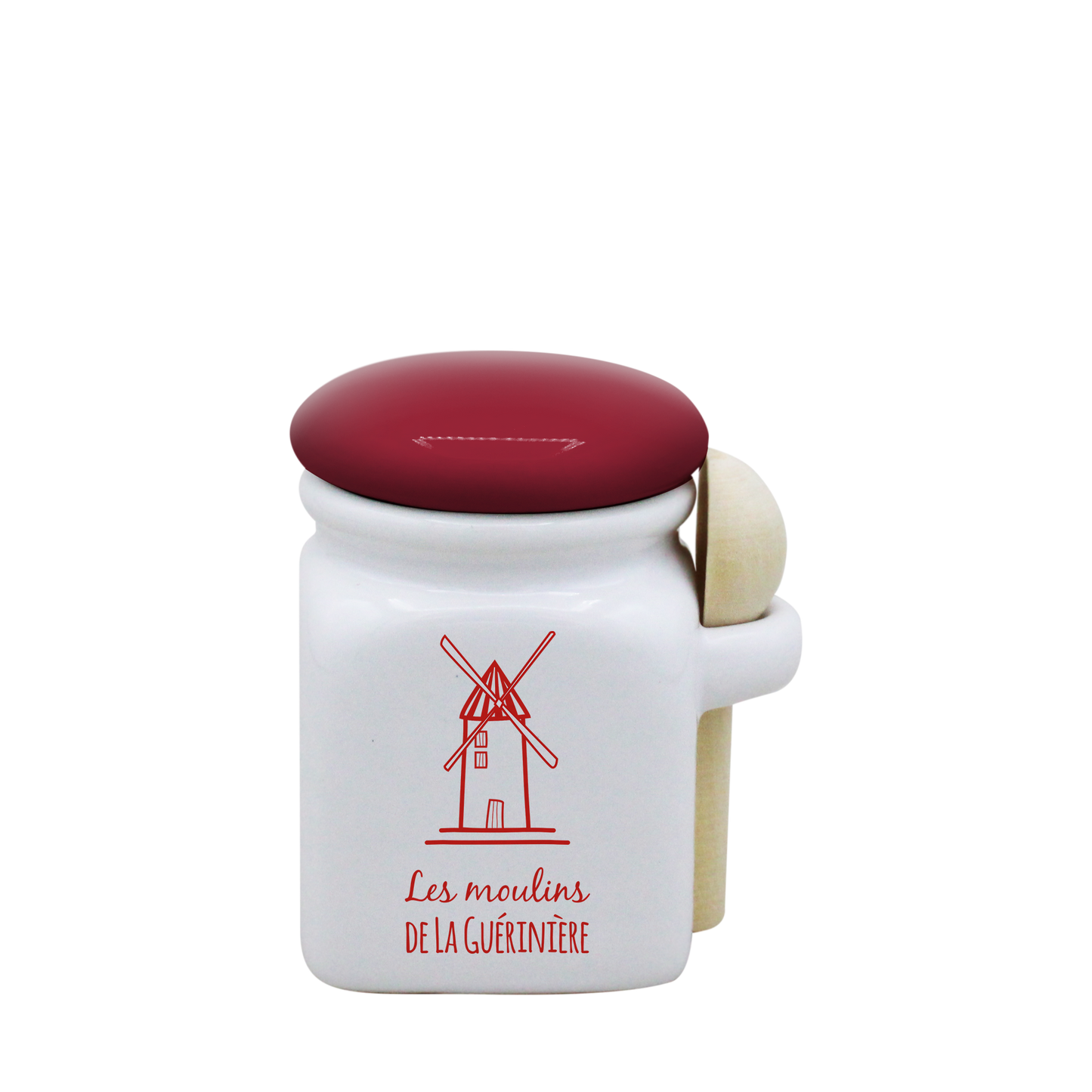 POT BLANC MINI COUV. ROUGE+CUIL. BOIS - PCMOULIN