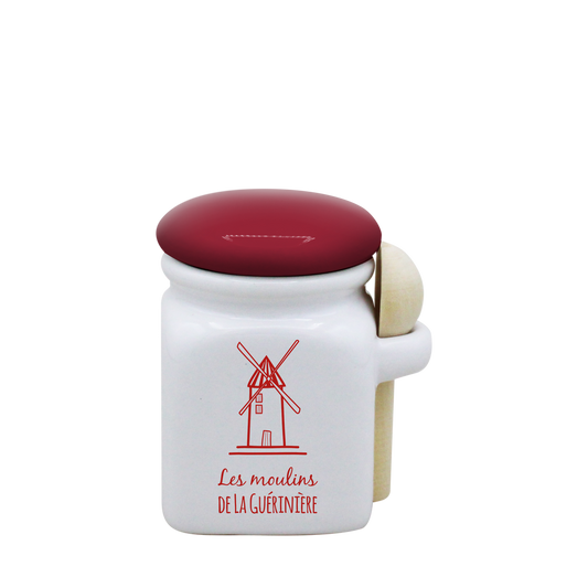 POT BLANC MINI COUV. ROUGE+CUIL. BOIS - PCMOULIN