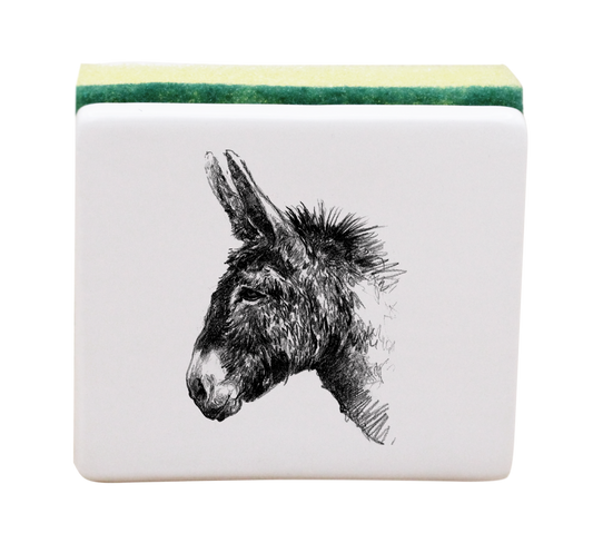 PORTE EPONGE BLANC - DESSIN MONOCHROME TETE D'ANE