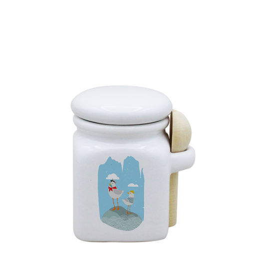 POT BLANC MINI COUV. BLANC+CUIL. BOIS - MARIN MOUETTE