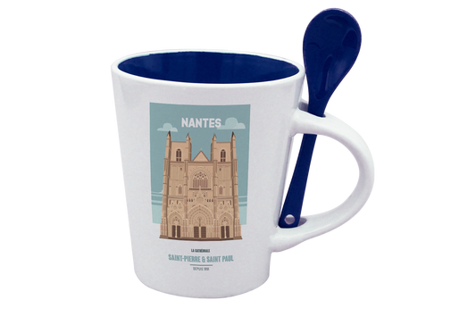 MUG CUILLERE BLANC INT. BLEU-NTECATHE