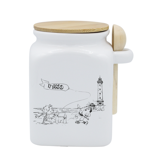 POT BLANC MM COUV. BAMBOO+CUIL. BOIS - DESSIN HORIZONTAL ST GEORGES DE DIDONNE SPE BO&BON