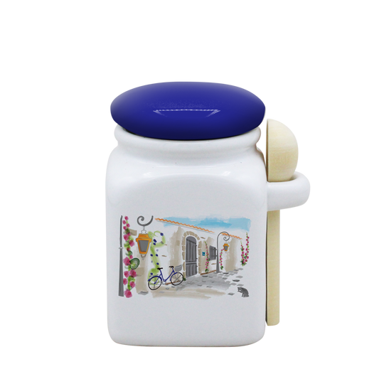 POT BLANC PM COUV. BLEU+CUIL. BOIS-RUATL