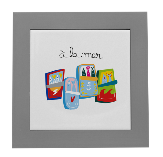 ENTOURAGE BOIS GRIS-CARREAU FAIENCE 15x15 NU-A LA MER SARDINES