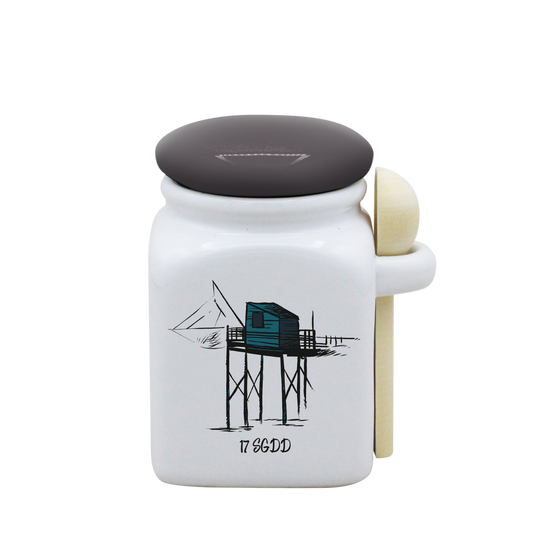 POT BLANC PM COUV. GRIS+CUIL. BOIS-CARBLE17