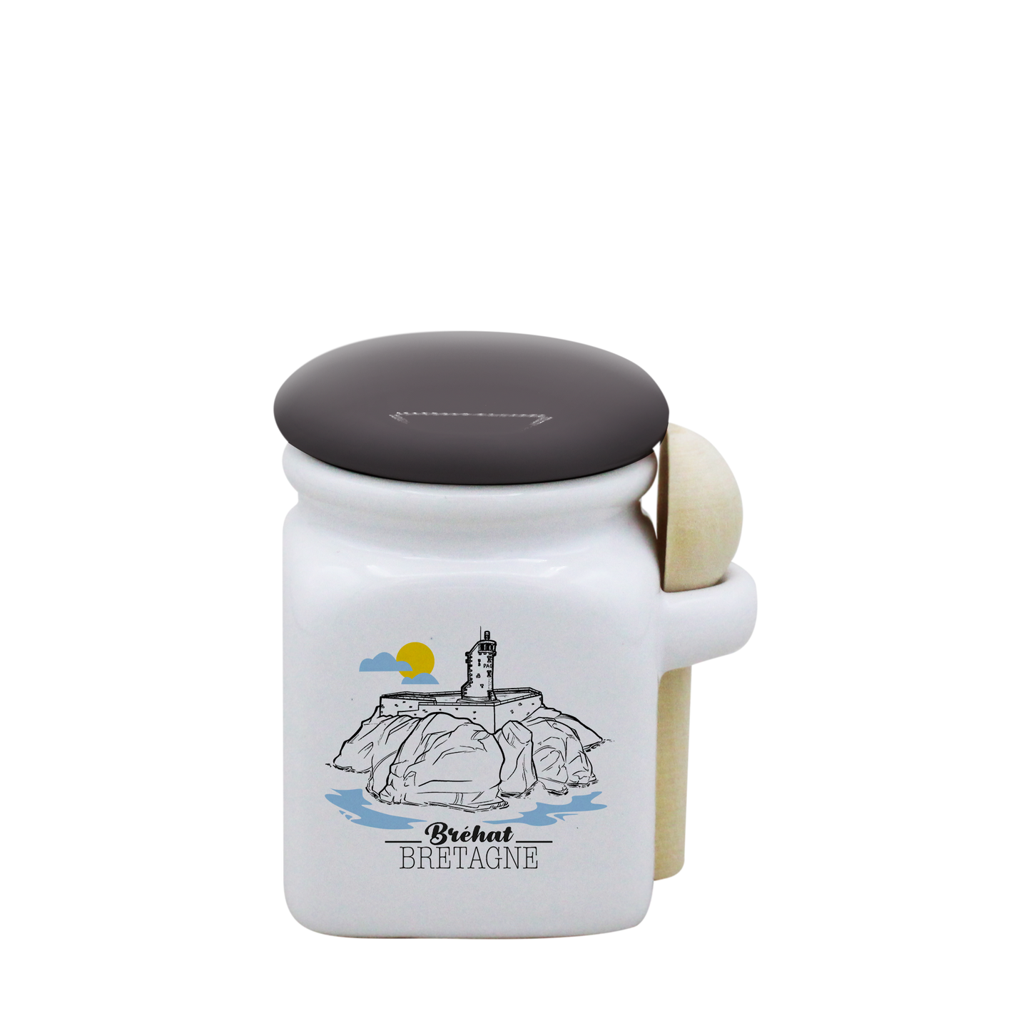 POT BLANC MINI COUV. GRIS+CUIL. BOIS-BREPAON