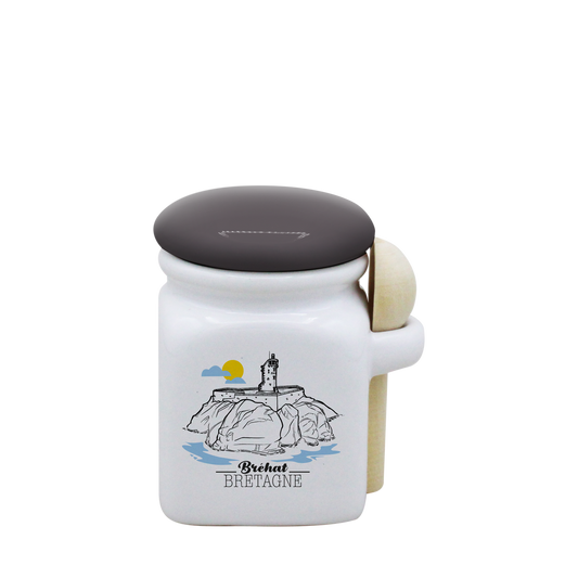 POT BLANC MINI COUV. GRIS+CUIL. BOIS-BREPAON