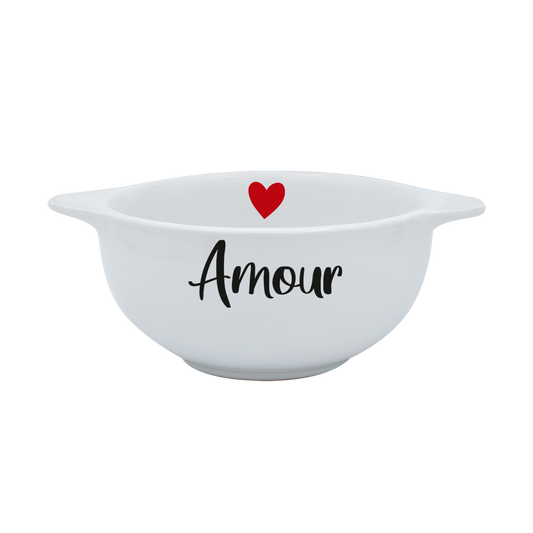 BOL A OREILLES BLANC - ECRITURE AMOUR + PICTO COEUR