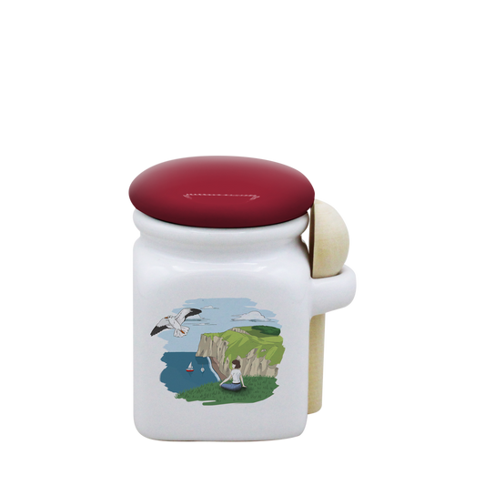 POT BLANC MINI COUV. ROUGE+CUIL. BOIS -FALEFIL