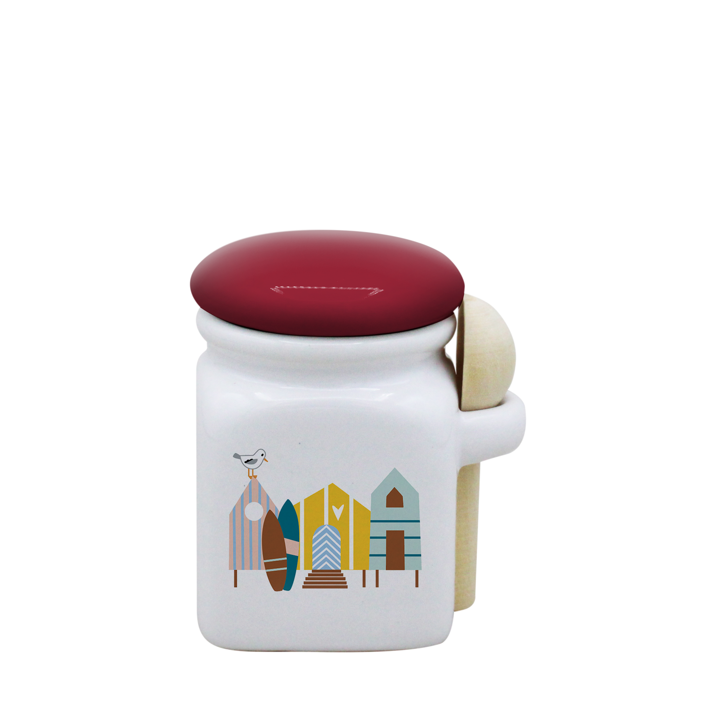 POT BLANC MINI COUV. ROUGE+CUIL. BOIS -CABINES ET SURF LA PETITE EMI