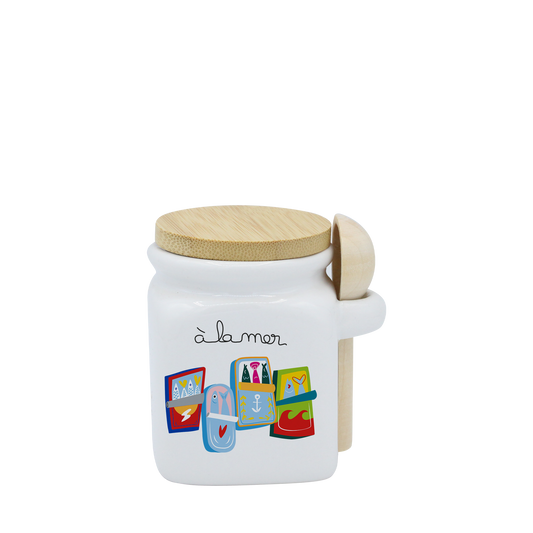 POT BLANC MINI COUV. BAMBOO+CUIL. BOIS-A LA MER SARDINES