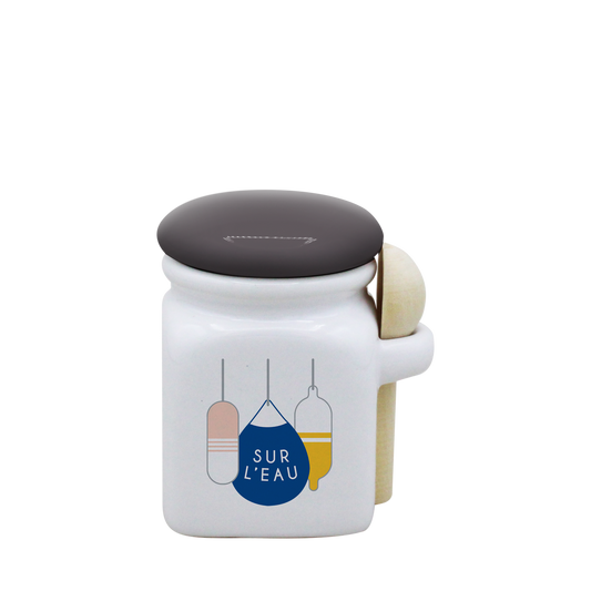 POT BLANC MINI COUV. GRIS+CUIL. BOIS-BOUEE SUR L'EAU LA PETITE EMI