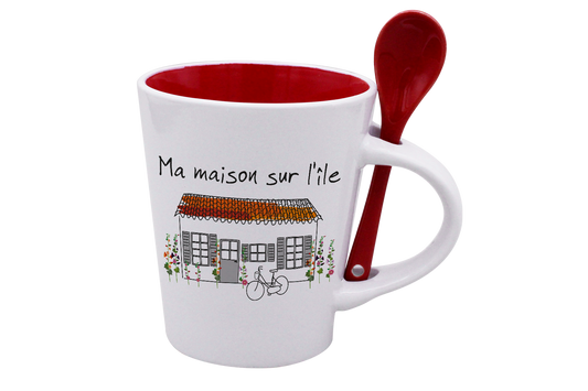 MUG CUILLERE BLANC INT. ROUGE-MMASI