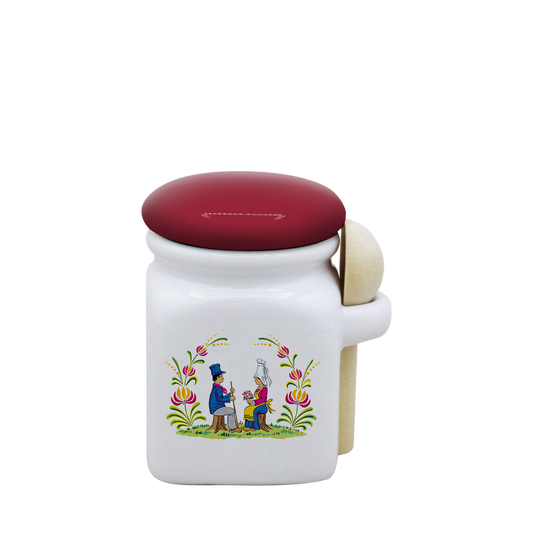 POT BLANC MINI COUV. ROUGE+CUIL. BOIS -RENOR