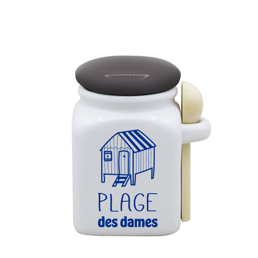 POT BLANC PM COUV. GRIS+CUIL. BOIS - SPE PETITES CAGNIOTTES CABINE PLAGE DES DAMES