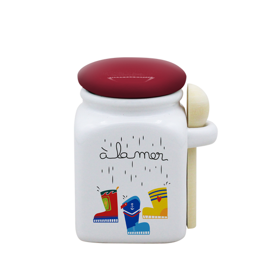 POT BLANC PM COUV. ROUGE+CUIL. BOIS-A LA MER BOTTES