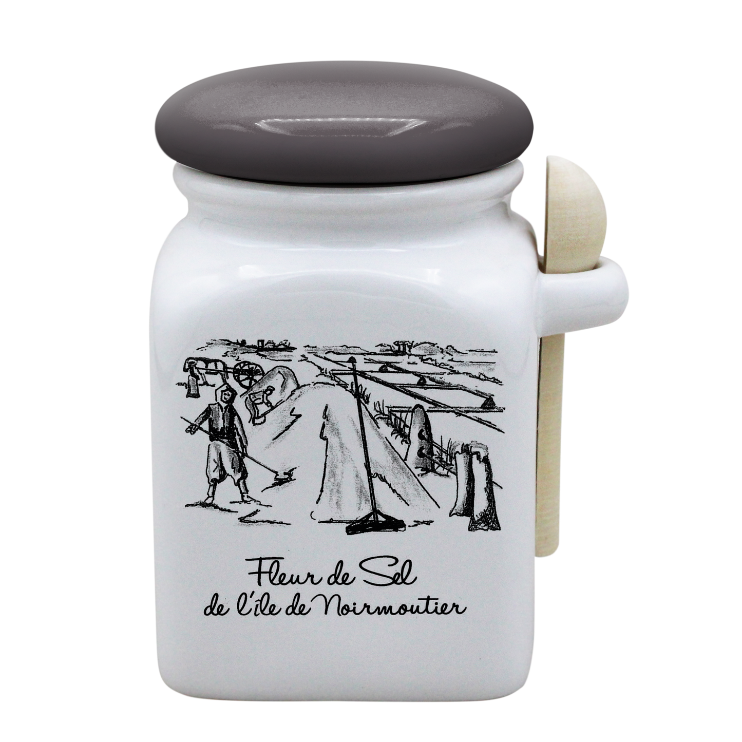 POT BLANC MM COUV. GRIS +CUIL. BOIS-MASAAN