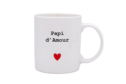 MUG DROIT BLANC - CŒUR PAPI D'AMOUR