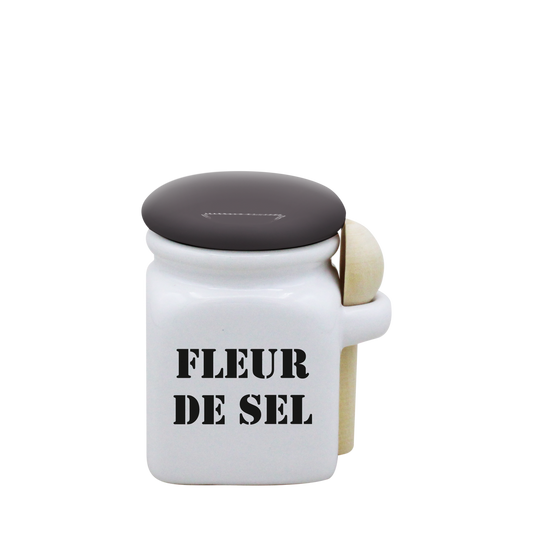 POT BLANC MINI COUV. GRIS+CUIL. BOIS-FLSEL