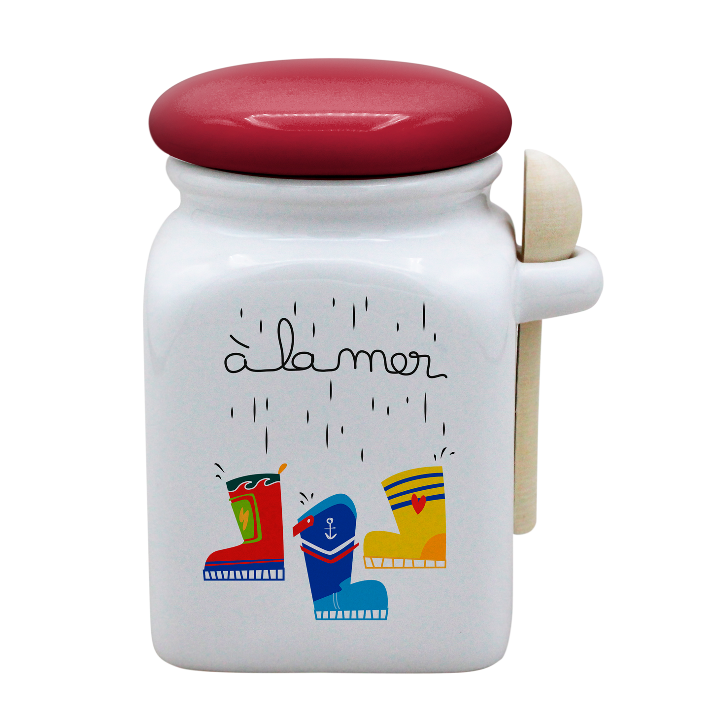POT BLANC MM COUV. ROUGE+CUIL. BOIS-A LA MER BOTTES