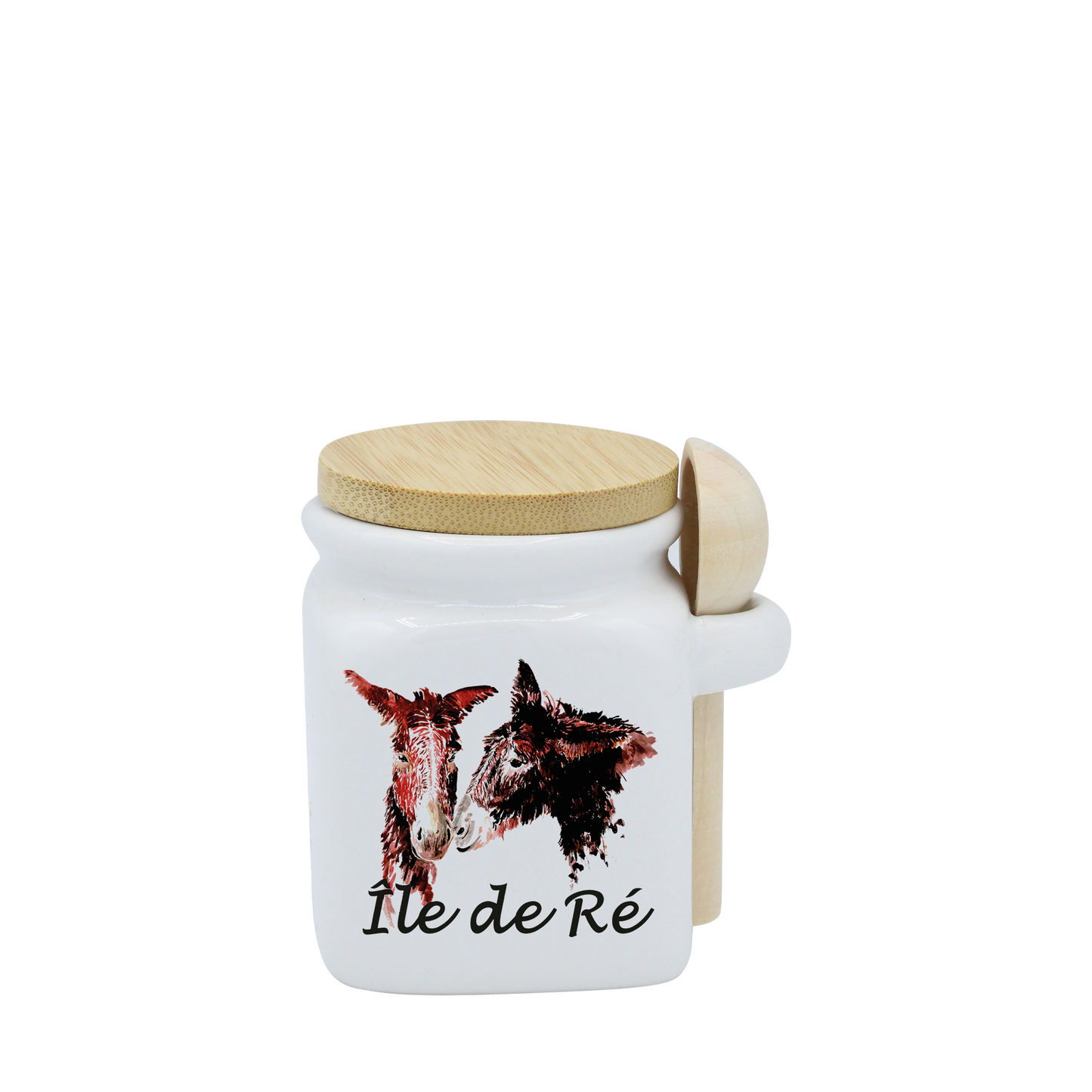 POT BLANC MINI COUV. BAMBOO+CUIL. BOIS - 2 ANES ILE DE RE SPE